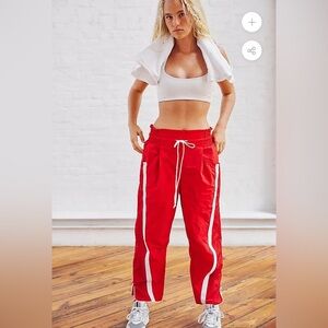 NEW FREE PEOPLE - Champ Is Here Pant in Red with White Stripes